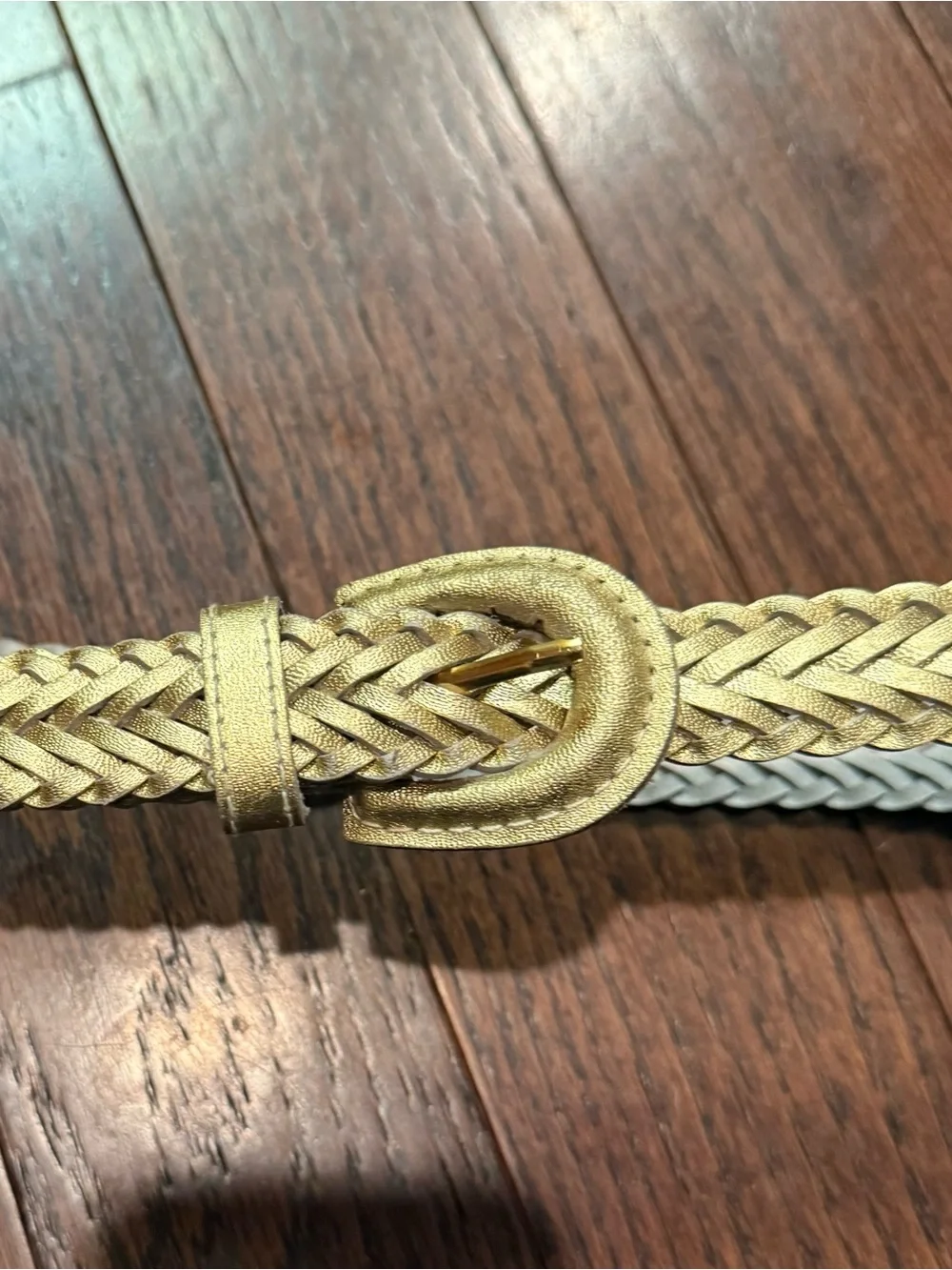 Vintage Woven Metallic Gold Women's Belt genuine leather medium